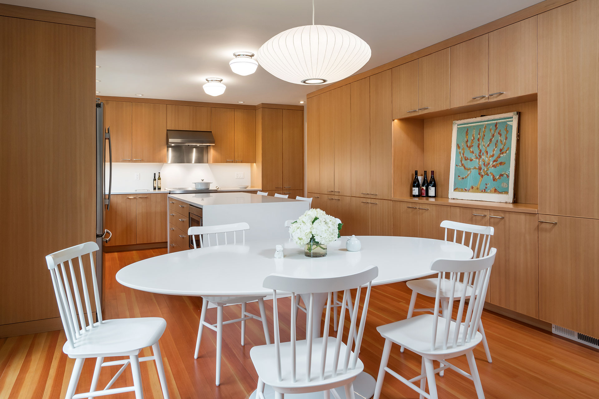 After the kitchen remodel was completed, the kitchen and dining room are open to each other.