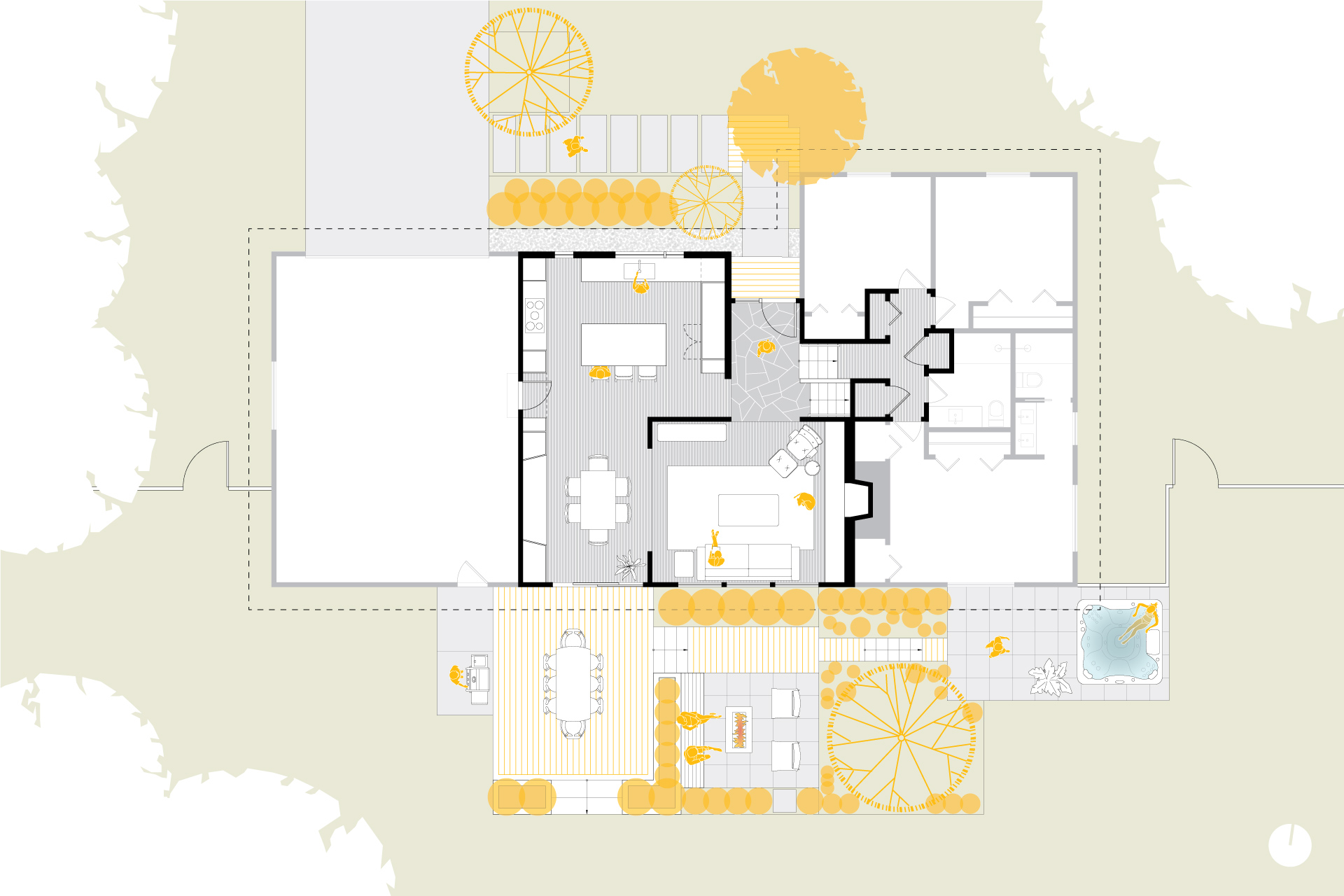 This is a floor plan drawing of the Hawkridge Modern after being renovated.