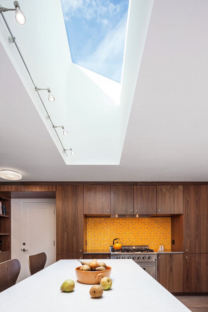 An eight-foot long skylight was added to the kitchen during the residential remodel.