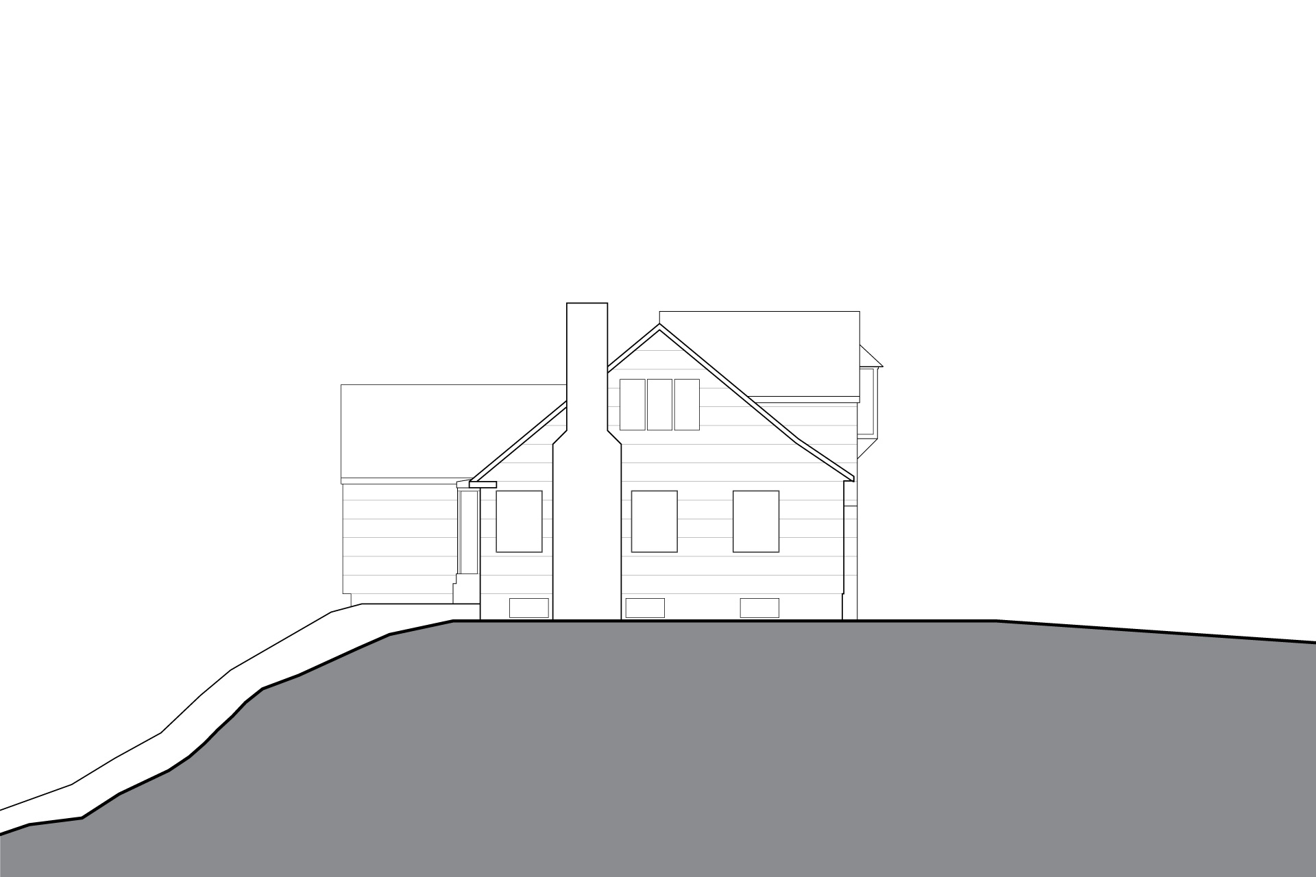 This is a drawing of the side of the Hillside House before renovations.