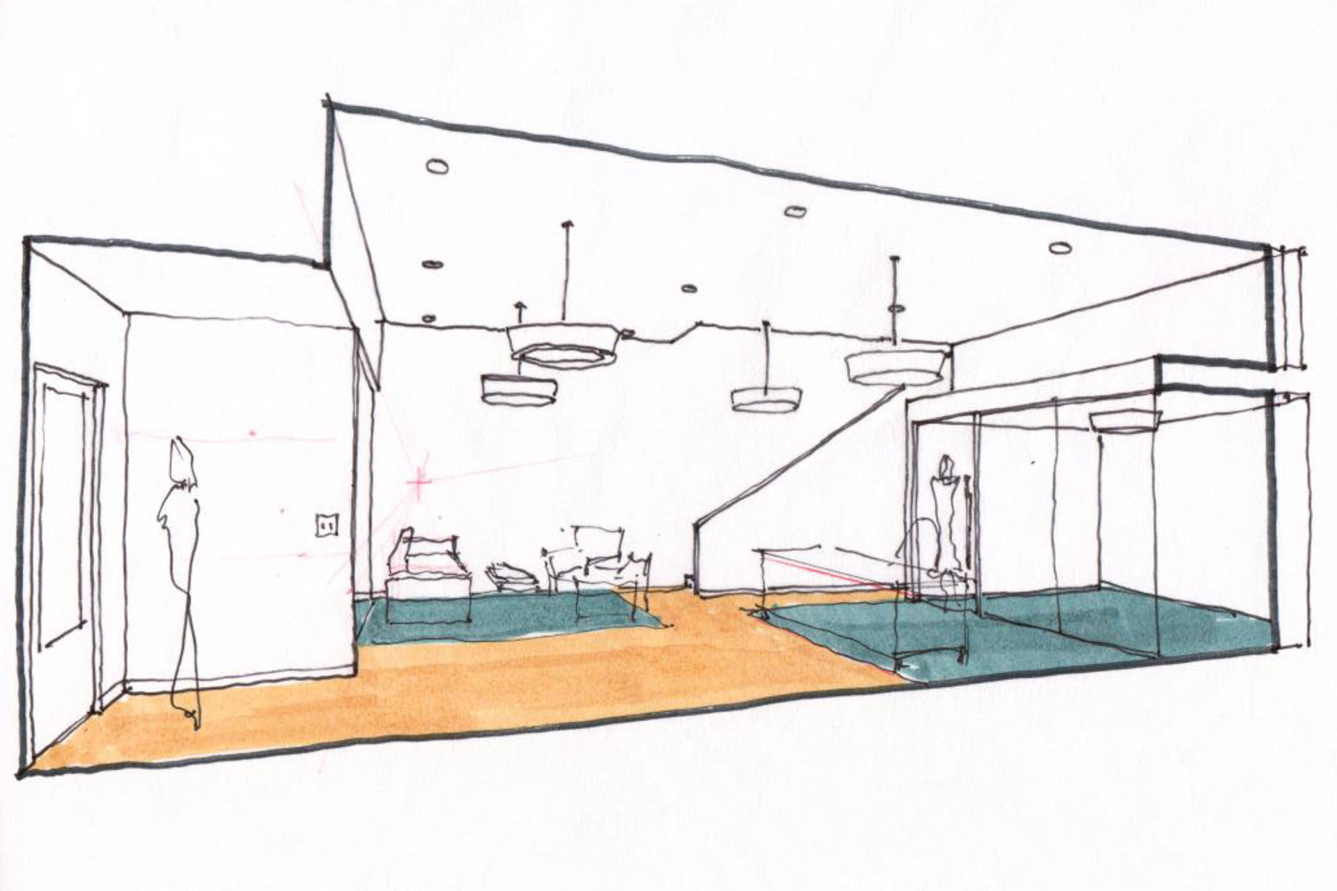 This is a hand sketch of the Multnomah Real Estate office.