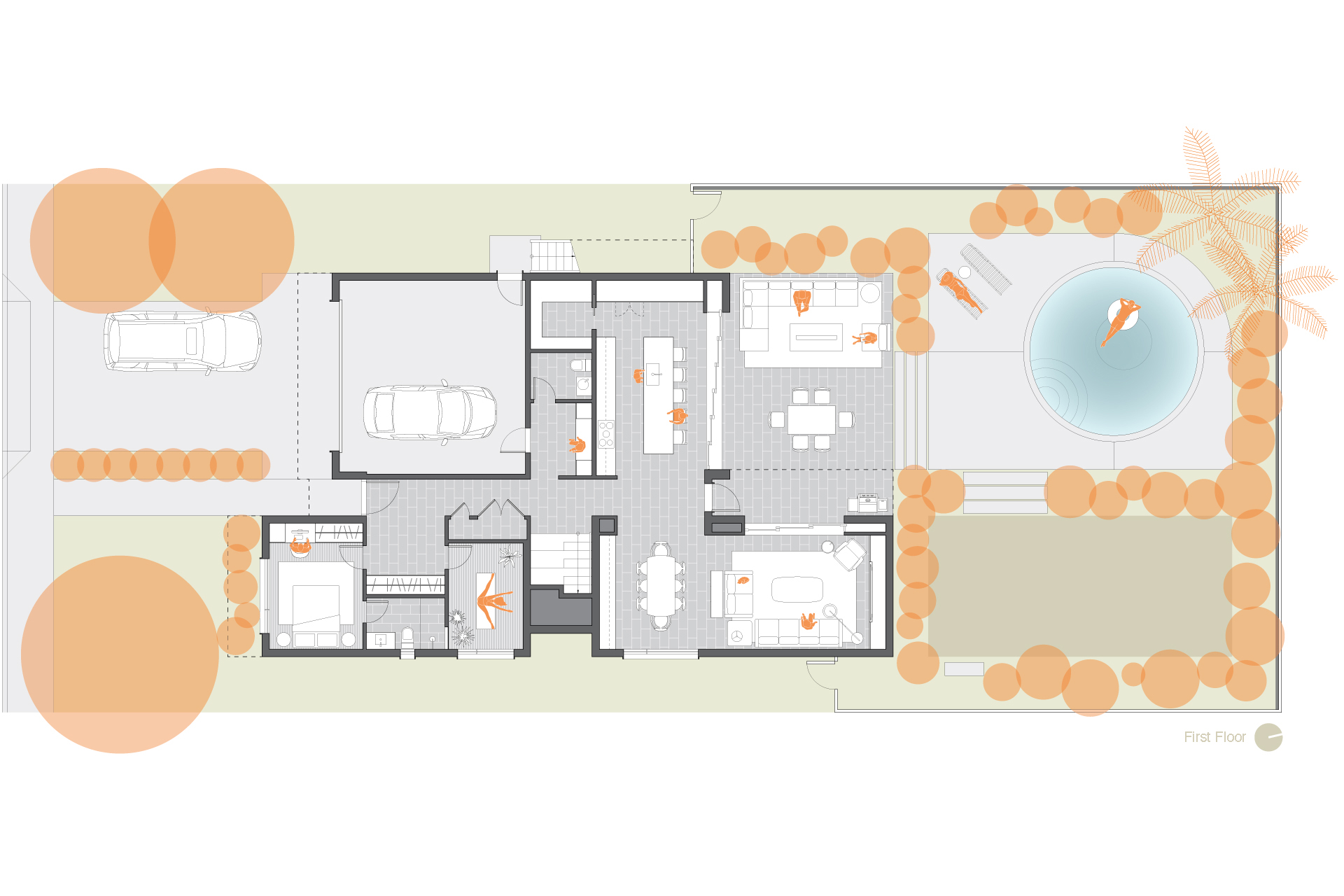 First floor plan of the new modern home.