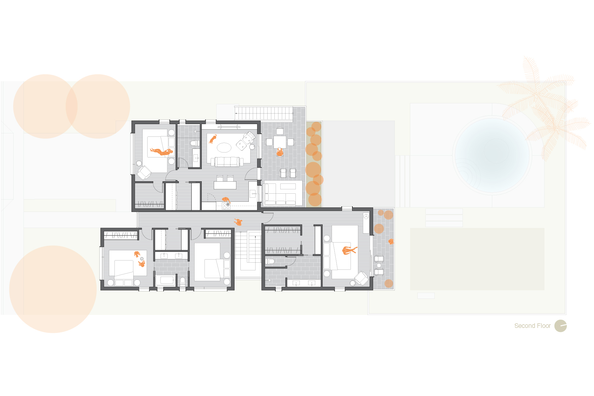 Second floor plan of the new modern home.