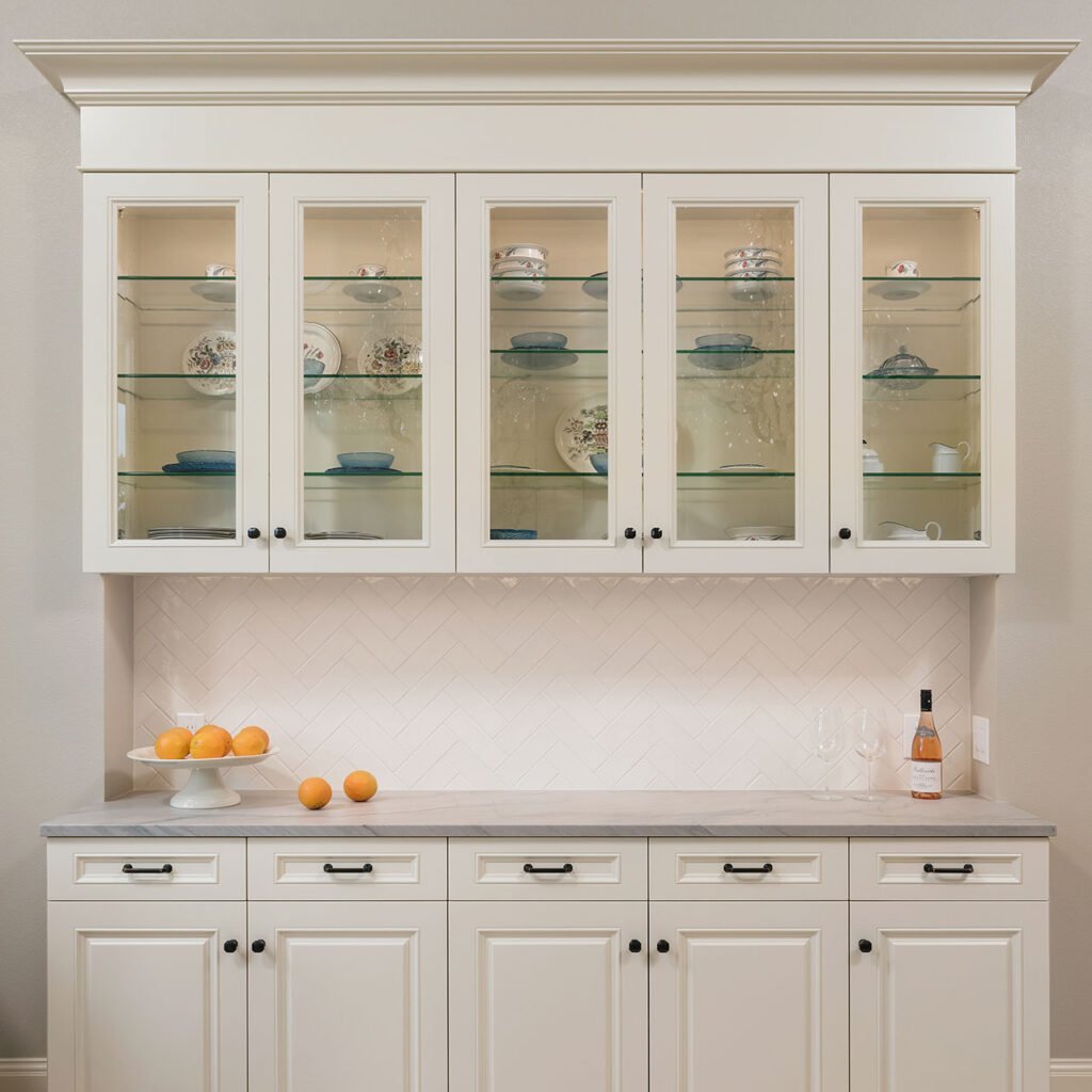 A new built-in buffet was designed for the dining room as part of the whole house interior remodel.