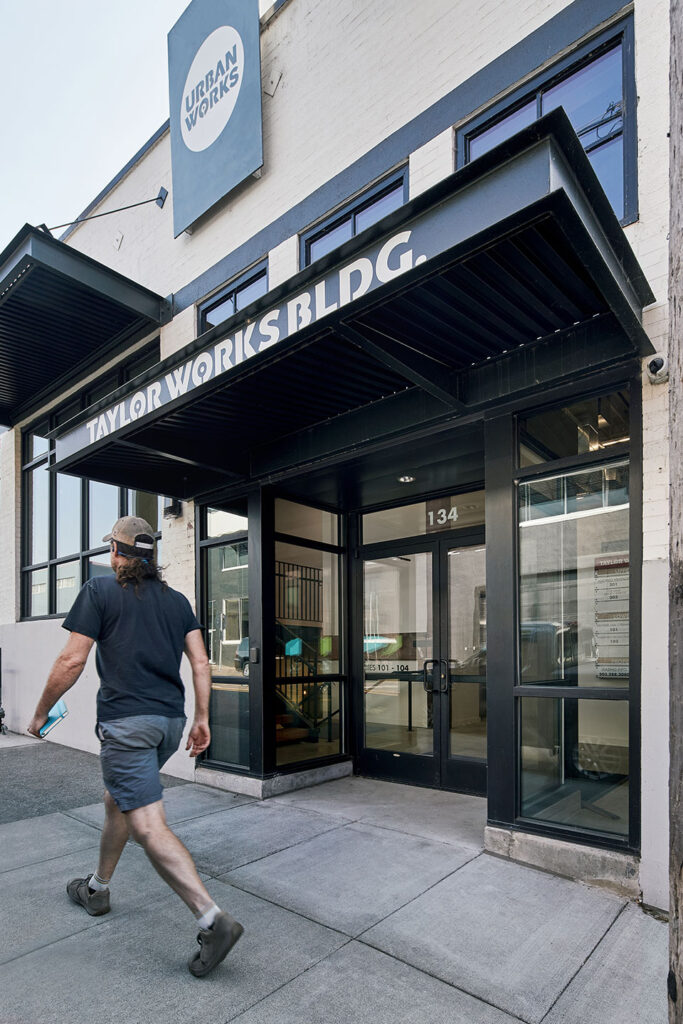 Pedestrian entry at the warehouse renovation.