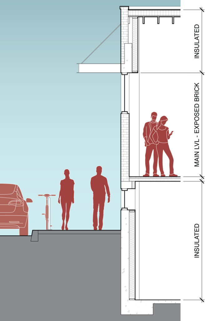 This is a drawing showing the insulation upgrades to the building.