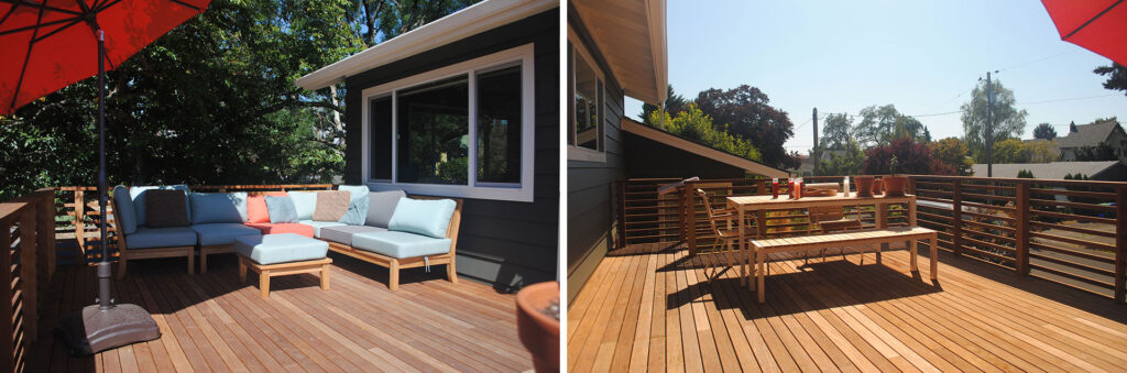 The new deck provides living and dining space and allows the owner to truly embrace the street.