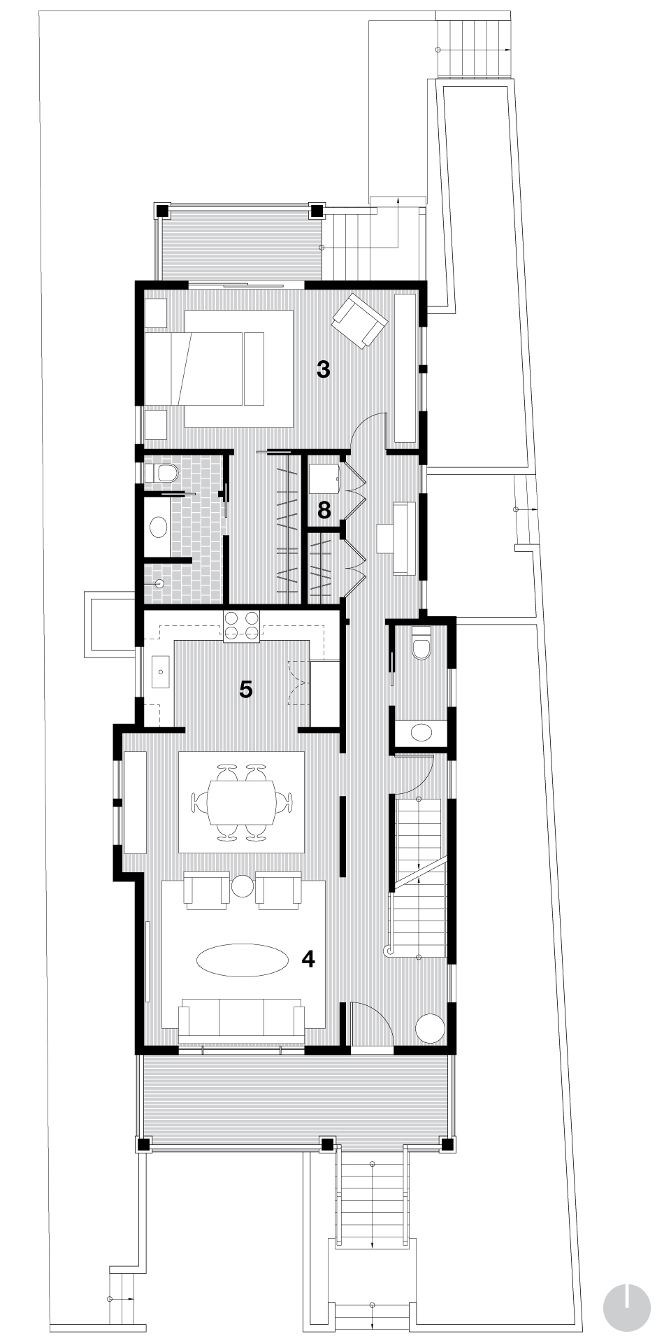 Main level plan drawing.