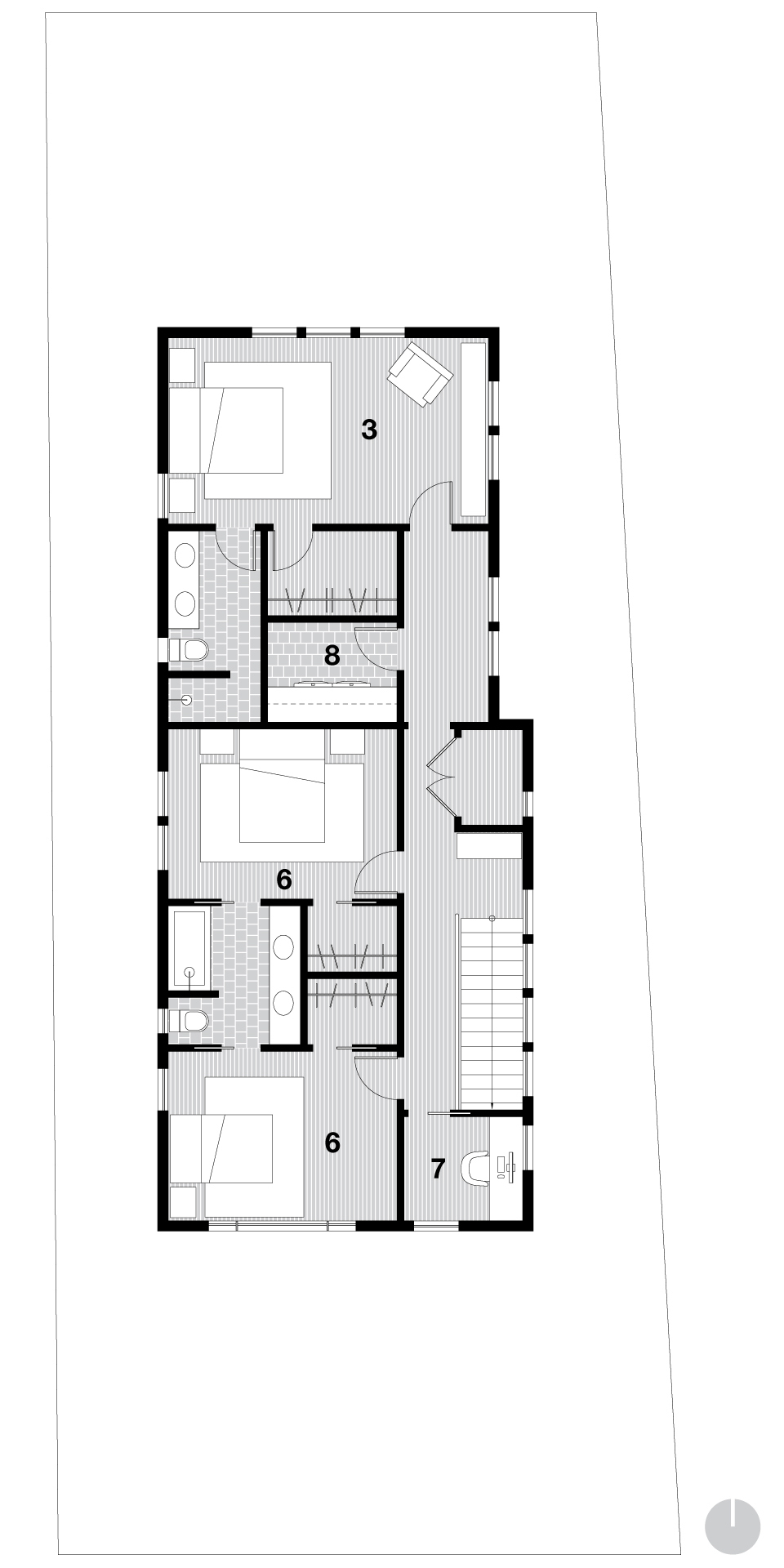 Upper level plan drawing.