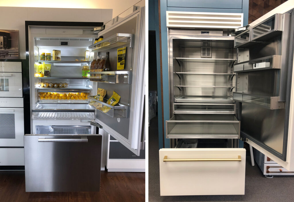 These two fridges both have a 21-cubic foot capacity, but the fridge on the left has far less usable space than the fridge on the right.