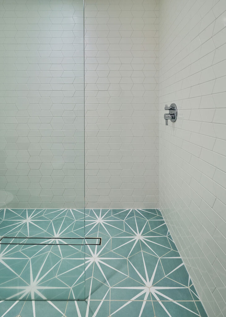 This is a walk-in shower at the Eastmoreland Remodel by Christie Architecture.