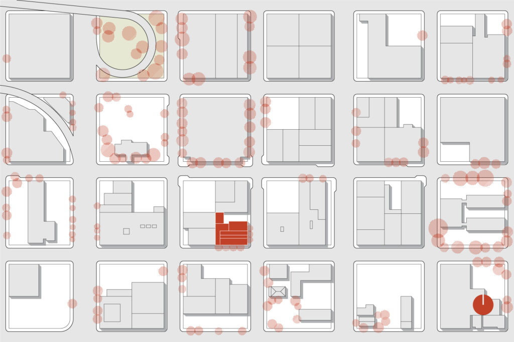 Vicinity plan of Central Eastside Industrial district with the project building highlighted in red.