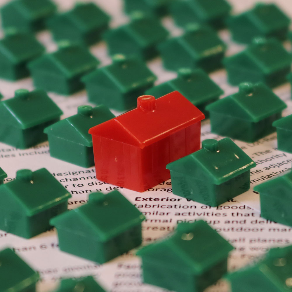 Monopoly houses illustrate the problem prior to implementing FAR standard in Portland residential neighborhoods.
