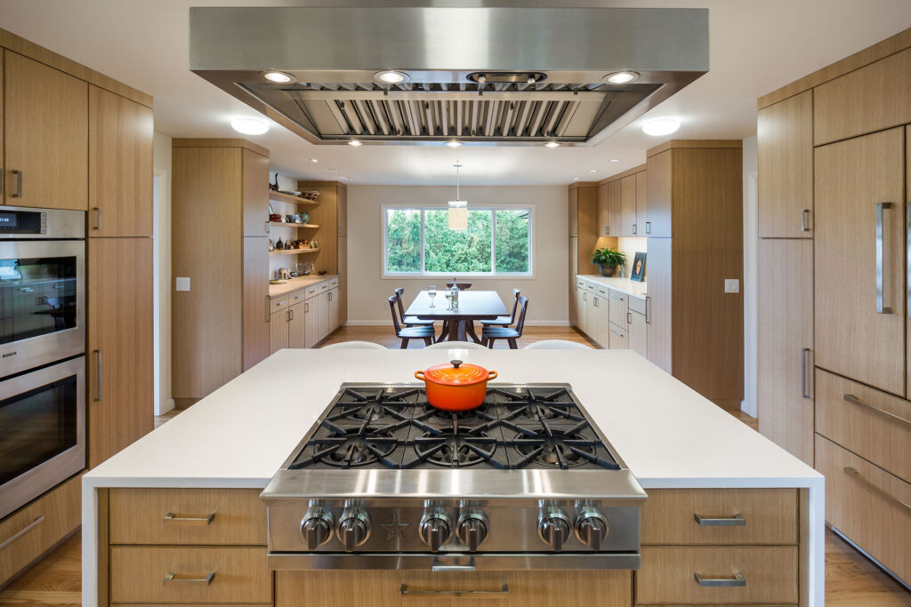 The island with range top is front and center in this entertainer's kitchen.