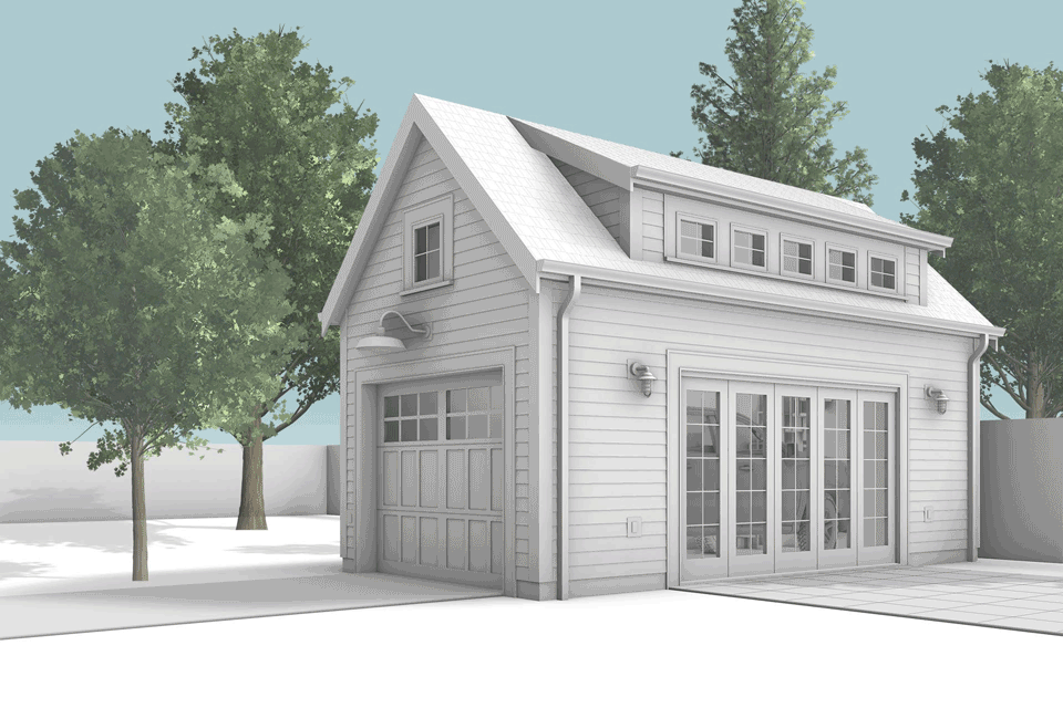 GIF image of the detached garage showing open and closed views.