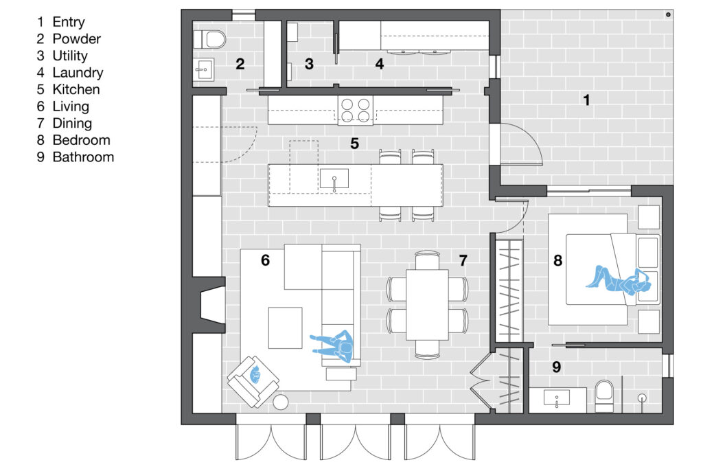 Floor plan drawing of the accessory dwelling unit.