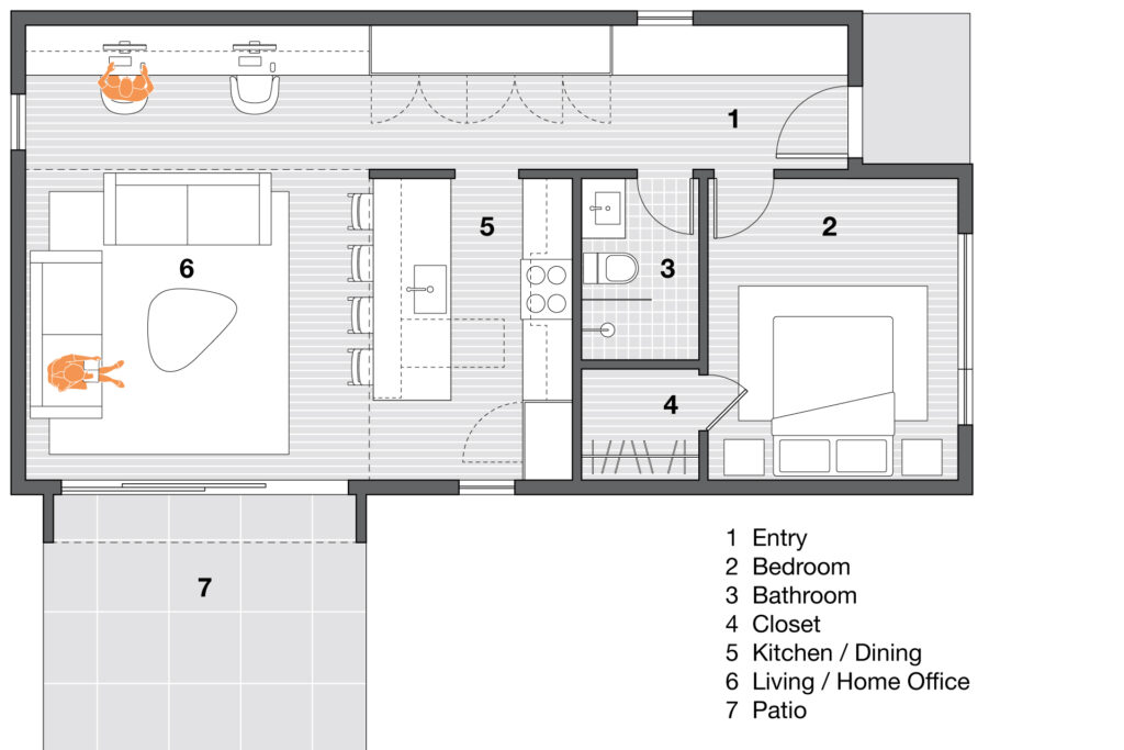 Floor plan drawing of the Grant Park ADU.