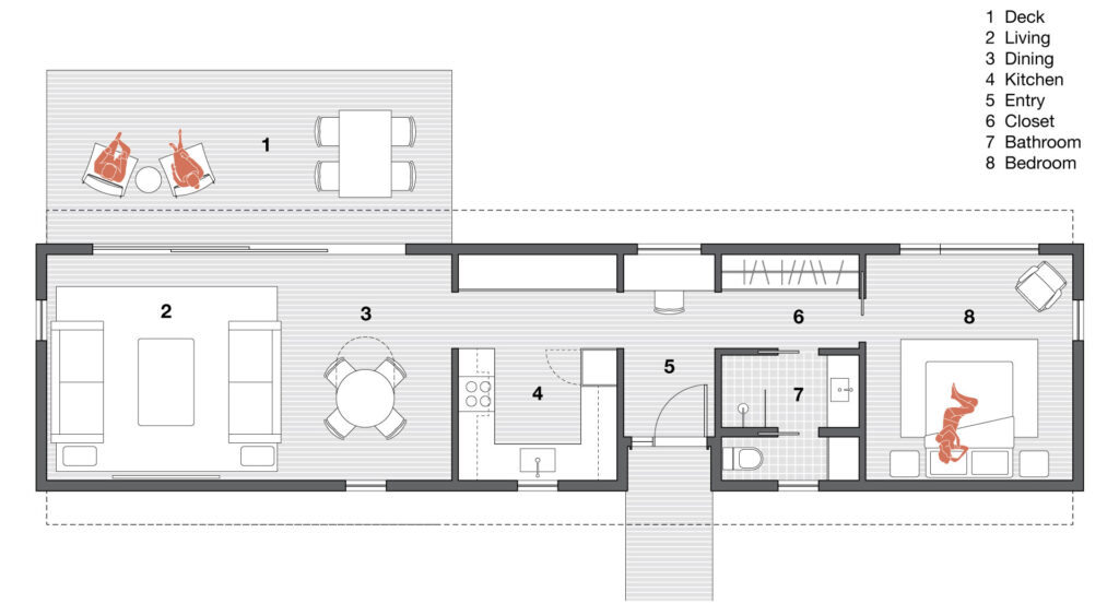 Floor plan drawing of the ADU.