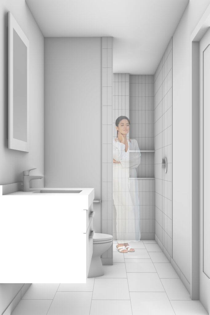 The primary bathroom has a true walk-in shower.